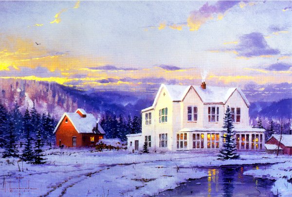 (image for) Handmade oil painting Copy paintings of famous artists Thomas Kinkade's painting, NO.83